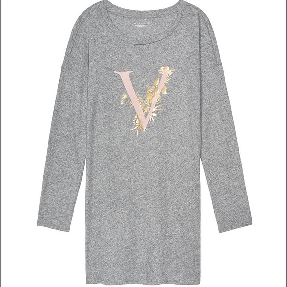 NWT Victoria’s Secret Grey Cotton Sleep Shirt - Picture 4 of 5
